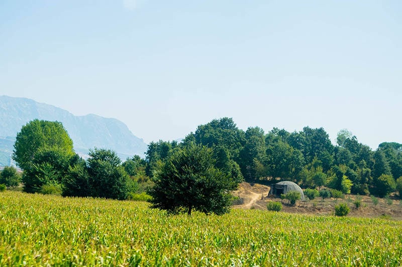 Beautiful photo of bunker in countryside of Albania. 