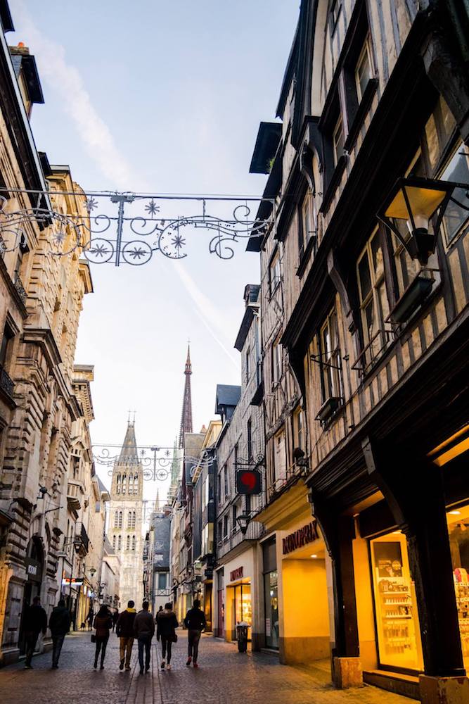 Beautiful medieval city center in Rouen, a city that you must include on your Normandy itinerary. #travel #normandy #rouen