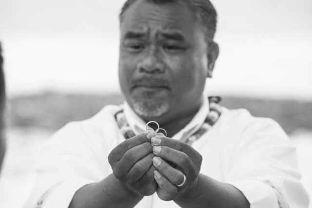 Photo of rings from elopement ceremony in Hawaii. Read more elopement ceremony ideas.