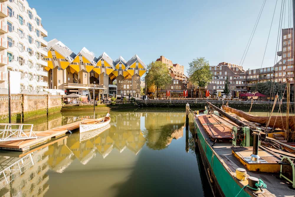 Beautiful photo of Rotterdam, one of the most unique cities in the Netherlands that you'll want to visit during your week in the Netherlands.