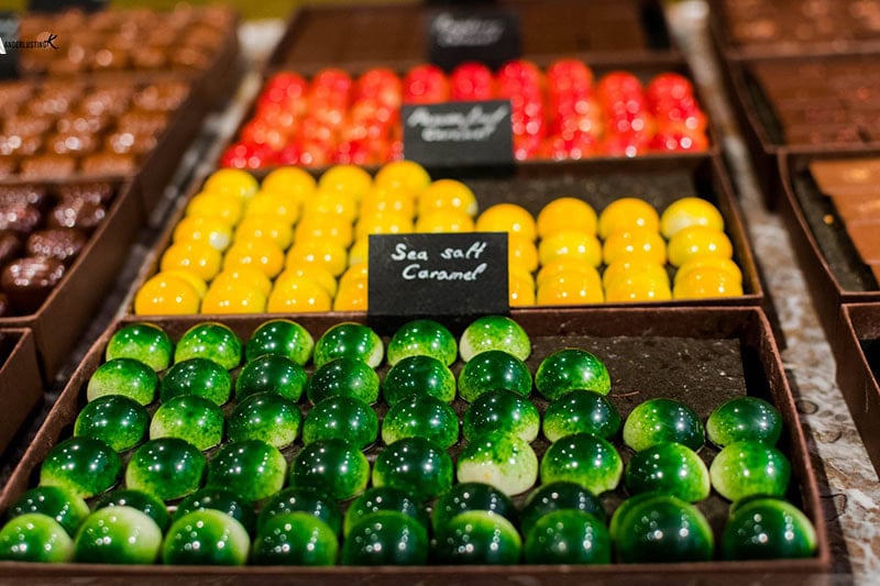 Chocolate from Frederic Blondeel chocolate shop in Belgium. Find out the best places to buy chocolate in Brussels. Read a review of a chocolate tour in Brussels.