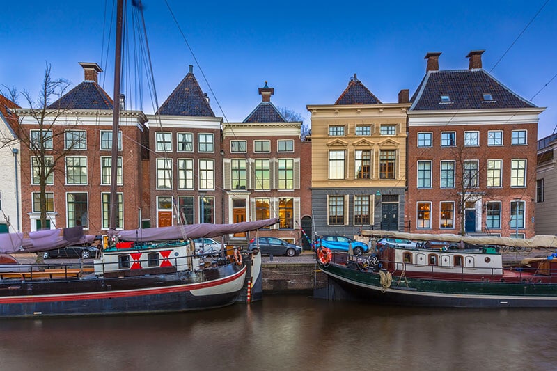 Cute Dutch buildings in Groningen, a Dutch city in the east of the Netherlands