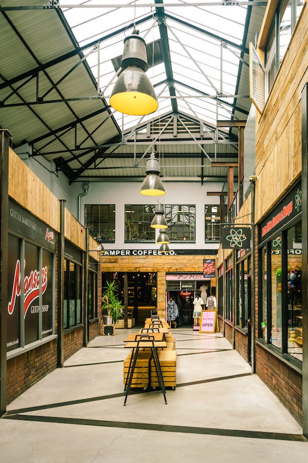 The interior of McCoy's Arcade, a great destination for shopping in Exeter, one of the best things to do in Exeter! 