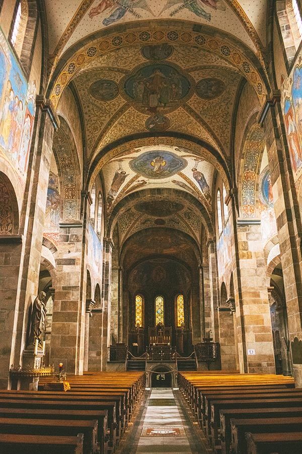 Stunning interior of the chapel within Abdij Rolduc, a beautiful abbey turned hotel in the Netherlands.  This chapel has a crypt dating back to 1106! #churches #abbey #netherlands #travel