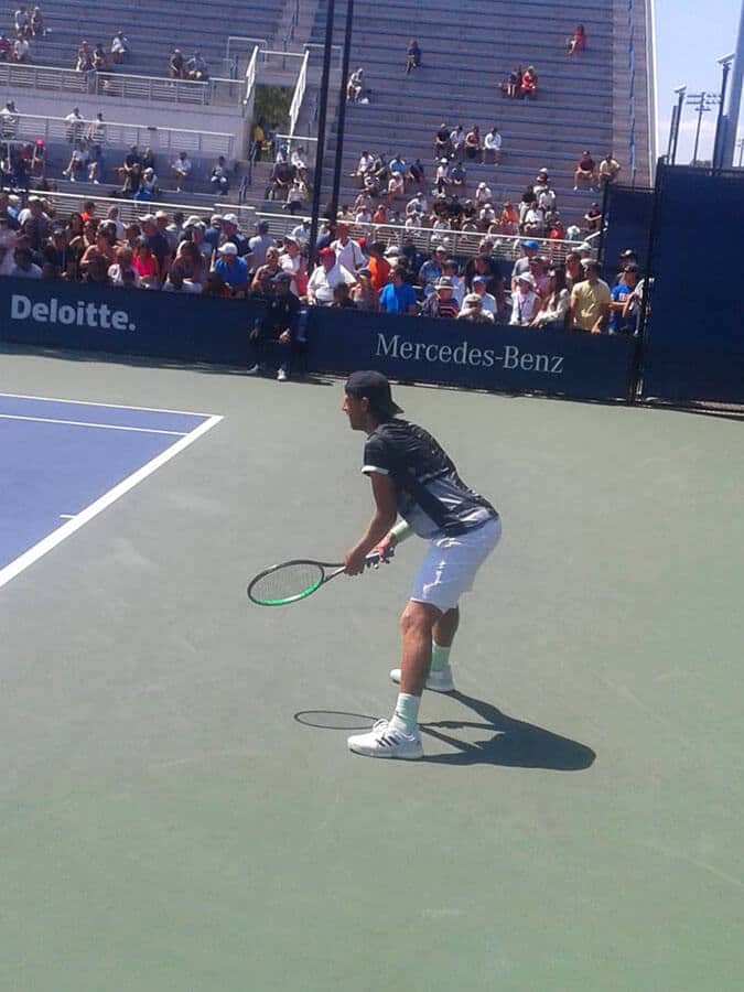 Top tennis player seen on a small court during the US Open in New York