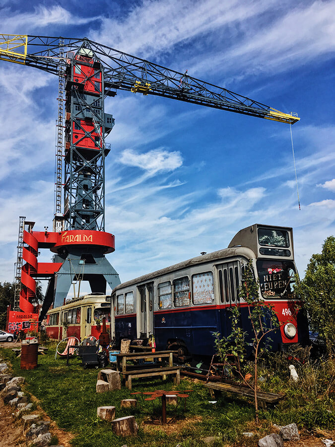 Crane Hotel Faralda, one of the most unique places to stay in Amsterdam, is a hotel located on top of a crane in Amsterdam Noord where you can bungee off the top! #amsterdam #netherlands #holland #travel