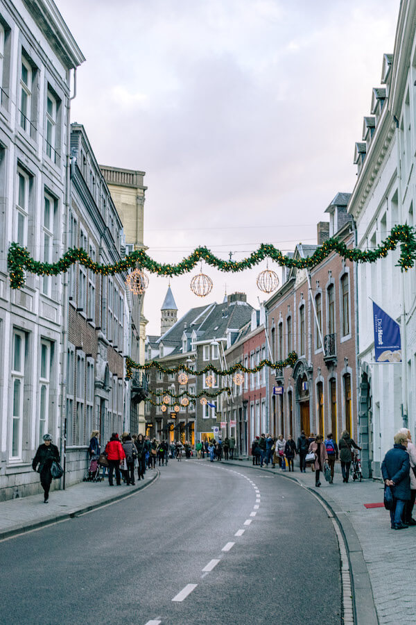 Street scene in Mastricht, a picturesque weekend trip from Amsterdam or any other Dutch city! #travel #netherlands