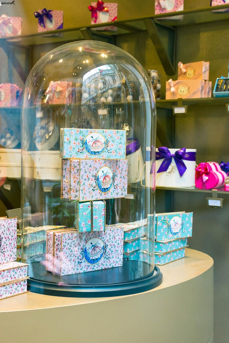 Photo of decorated box at Mary chocolatier in Brussels. Read about the best chocolate tour in Brussels!