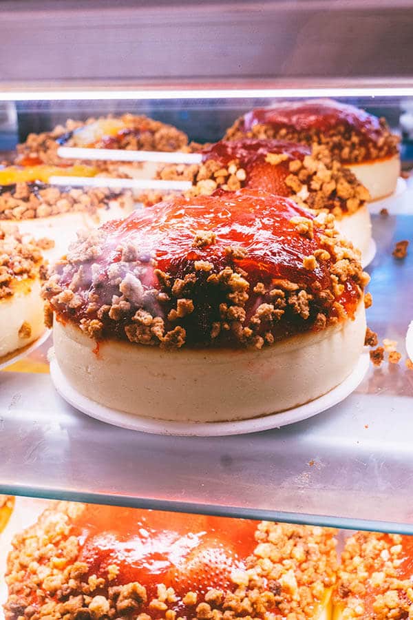 Strawberry Cheesecake at Junior's Restaurant & Cheesecake in Brooklyn, a famous restaurant in New York City!