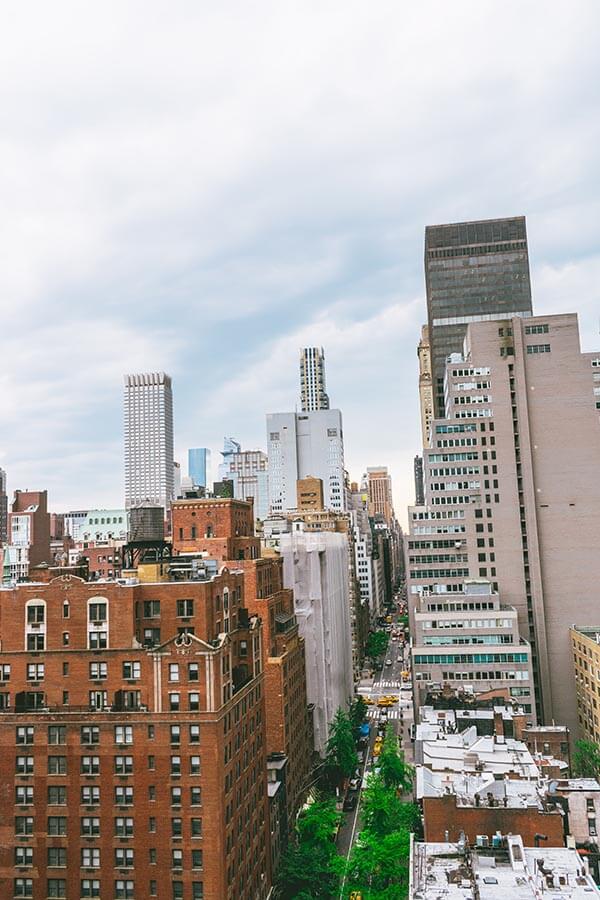 View from rooftop bar at Pod39, a trendy budget hotel in New York City