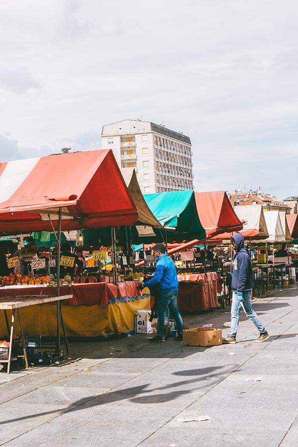 Browsing the open air market in Porta Palazzo.  This open air market in Turin, Italy is worth browsing!